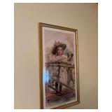 Two framed prints “What can it Be” in modern frame w plexiglass and “The Little Captive”