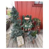 Artificial tree, artificial presents, "BELIEVE" Elf cutout etc...