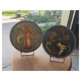 Two 12.5 round stained glass style hangings w lead edge