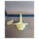 Fenton uranium custrad glass hand painted basket
