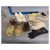 Shoes, gloves, glasses, dresser items, etc