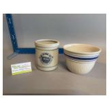 Red Wing beater jar 70/400 Monona advertising and Burlingames vertical ribbed bowl