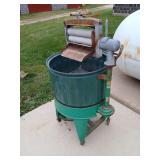 Green tub ringer washer Yard art