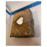 Photo book w paper pages brass accent corners,mirrored heart on cover Pictures too!