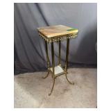 Brass and marble plant stand 12 x 12 x 31H