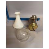 Angle lamp w milk glass shade