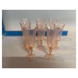 8 Rosaline pink swirl champagne flutes