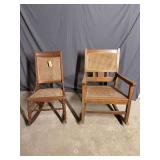 Two rockers with cane seats and backs