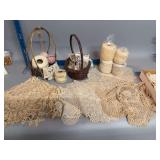 Crochet thread, dollies and baskets