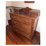 19D x 39L x 43H walnut dresser w fruit & nut pulls with hanky drawers