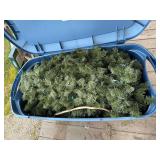 Large tote of prelit garland and lots of lights