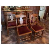 Five chairs with velour padded seats