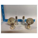 4 Mini kerosene lamps 2 w/reflectors