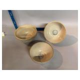 Three stoneware bowls w advertising See photos for condition