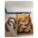 Cast iron claw & ball tub feet and two #2 horseshoes