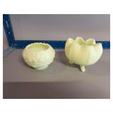 Two pieces Fenton uranium custard glass