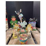 The rest of the holidays including St Pats Day, 4th of July and Easter Don’t miss the paper mache rabbits!