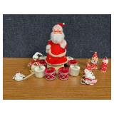 Vintage ornaments and Santa music box