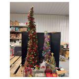 Tinsel trees, ornament trees, beaded garland, tree topper, ornaments, etc