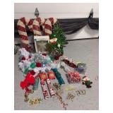 Tinsel style decor, garland w balls, crackers, tree topper, etc