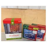 2 boxes 18’ rope light, JOY marquee