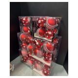 Six boxes red and white Christmas Shoppe balls