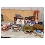 Christmas for the kitchen includes cutting boards, chargers, place card holders, Santa’s cookie plate, card holder, etc