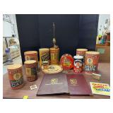Quaker Oats collectibles includes lamp, tile, medallion, canisters, etc