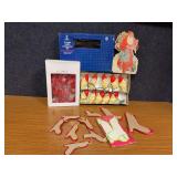 Ten birds, tissue bells, 10 light Santa Longbeard set and stand up cardboard Santa