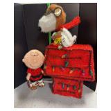 Tinsel type Charlie Brown (missing mask) approx 19” tall and Snoopy as the Red Baron approx 34” tall
