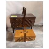 2 accordian style sewing boxes