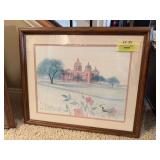 Framed "Iowa You Make Me Smile" by P Buckley Moss Print Iowa State Capital S/N and personalized 458/1500