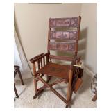 Leather folding rocker marked Costa Rica Pura Vida embossed in back panel Seller had shipped from Costa Rica