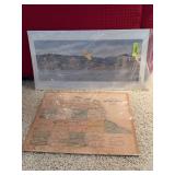 Dubuque County map w/ townships and a "Dubuque along the Mississippi" S/N print 540/950