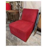 Pair 20" ottomans and red chair, an ottoman for each foot!