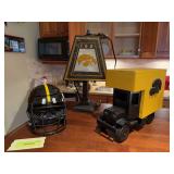 Wood Hawkeye truck w/ postal box rear door, lamp and Scentsy football helmet warmer