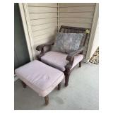 Wood patio chair and ottoman