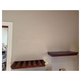 Pair floating shelves and wood/metal stand