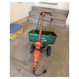Black & Decker adjustable handle elec hedge trimmers and Scotts broadcast spreader