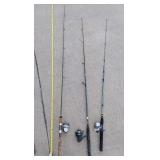 Fishing equipment, 8 rods & reels, tackle box