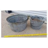 Galvanized Tub (11"Hx20"dia) and Bucket (10"Hx13"dia)