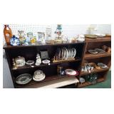 Various ceramic and glassware items, decorative plates (shelves not included)