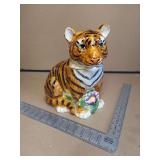 Tiger Cookie Jar Sakura by Stephine Stouffer delicately Handpainted Ceramic