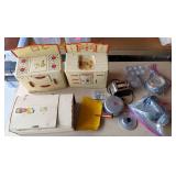 2 Vintage Childrens Tin Kitchen sets