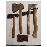 Long Handled Axes (2), Hatchets (4), and long axe handles (5)