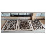 3 Fancy Steel Floor/wall register cover grates, fit 10"x14" openings, exterior measure 16"x 12"