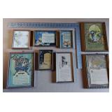 Buzza Motto wall hangings in frames, ca. 1920