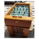 KT Sports FOOSBALL table, FULL SIZE, corner damage AS-IS (2-1-56-012 ML)  100% functional, nice table, accessories included are noted in photos. Casters are not attached, table legs are just set on th