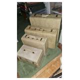 Samsonite 4-piece luggage set, vintage hard side suitcases (no key, all unlocked) Dimensions (WxHxD) 13"x9"x8", 15"x12"x6", 21"x13"x7", 21"x18"x8"