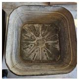 Square galvanized wash tub, Wheeling 63, 23"W&L x 11"D
